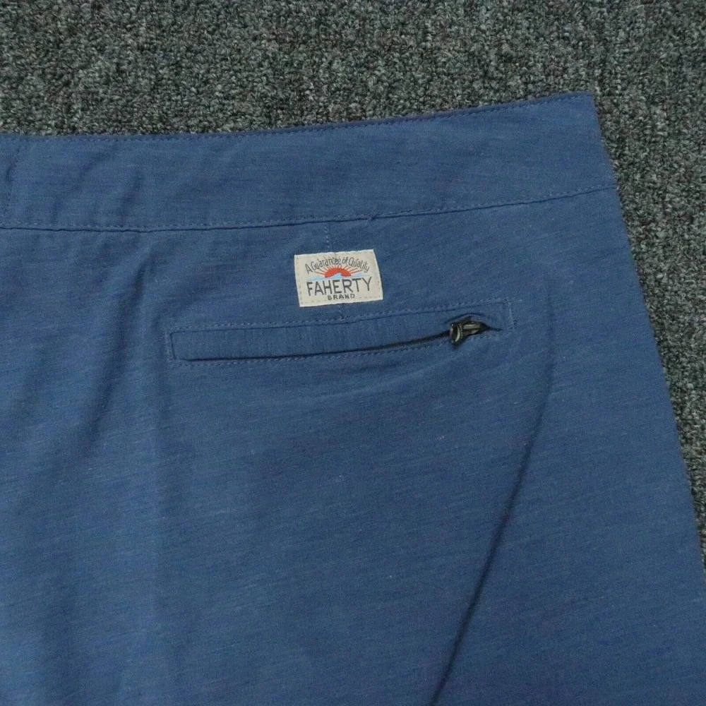Faherty All‎ Day Shorts Mens 42 Blue Chino Stretch Zip Pocket Lightweight